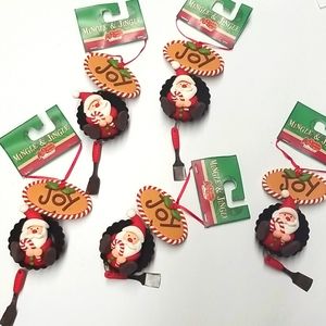 Mingle & Jingle Cracker Barrel 6" Long Santa Ornaments Lot of 5